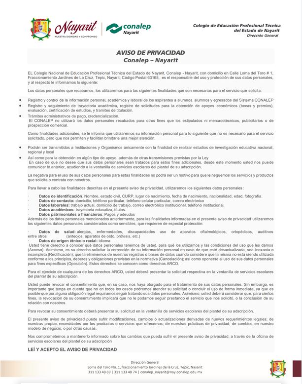 AVISO DE PRIVACIDAD